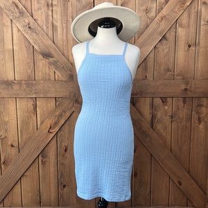 Zara baby blue bodycon sweater dress in size large - brand new!